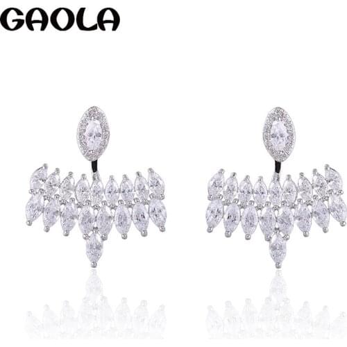 GAOLA Brand Jewelry Plant Earring Green Cubic Zirconia Dangle Earrings For Women Bijoux GLE7199Y