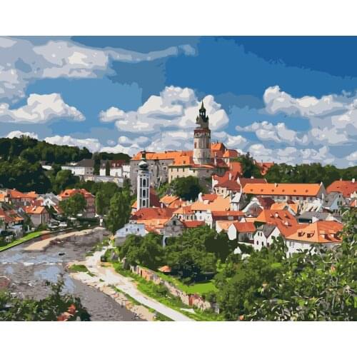 MaHuaf-j290 Architecture in Czech Republic painting by numbers paint canvas for home decor