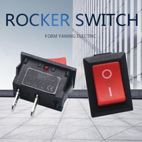 10pcs Red Button 15*21mm Rocker Switch KCD1-101 Two Foot 2 Pins 6A/250V 10A/125V Ship Type Connection