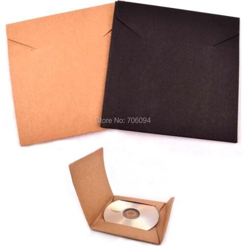 100PCS 13x13cm gift Invitation Storage Paper Bag Wedding CD Envelopes Black Kraft Brwon CD/DVD Paper bag custom logo CD sleeve