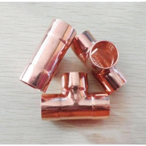 108mm Inner Dia x2.3mm Thickness Copper Equal Tee Socket Weld End Feed Coupler Plumbing Fitting Water Gas Oil