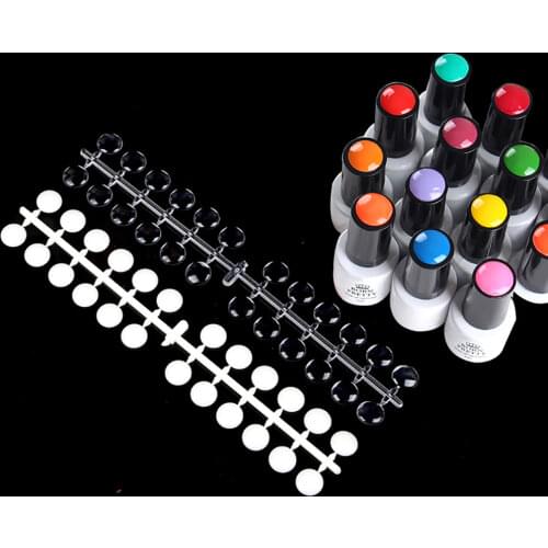 120pcs Nail Polish Display Tablet with Stickers Round Salon Nail Color Showing Shelf UV Gel Manicure Flatback Color Card