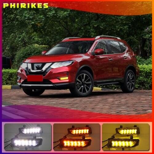 2PCS LED Daytime Running Light For Nissan X-trail T32 Xtrail 2017 2018 2019 Waterproof ABS 12V Car DRL Fog Lamp Decoration