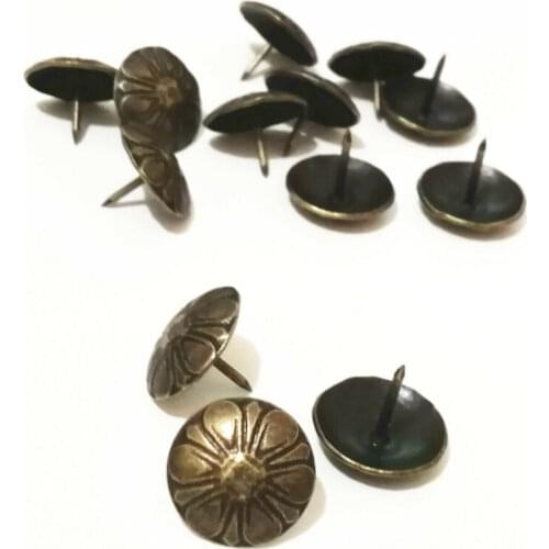 25/50pcs Antique Bronze Sofa Cabinet Chrysanthemums Bubble Nail Metal Round Head Flexible Bag Nail Doornail Hardware Decor