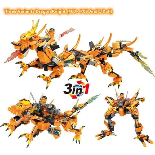 3 In 1 Three Variants Ninja Dragon Knight Robot Model Figures Building Blocks Kids Toys Bricks Doll Gift for Children Boys