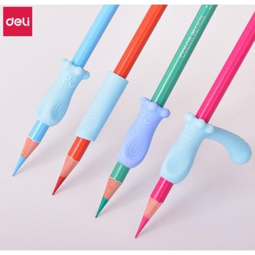 Deli Pencil Grip 4pcs Cute Octopus Silicone Pencil Grips Grippy Kids Writing Corrector Kawaii School Supplies Material Escolar