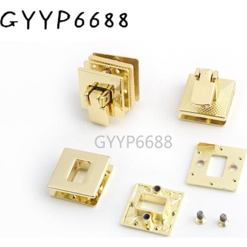 5-20sets 19*19mm Light gold Fashion Square Lock for DIY Handbag Bag Purse Luggage Hardware