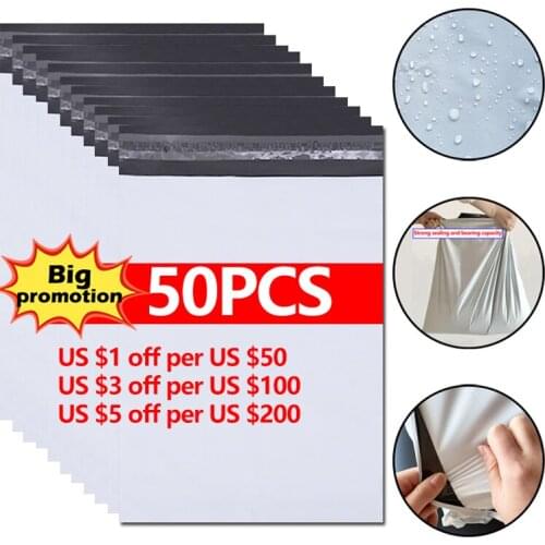 50PCS/Lot Courier Bag Express Envelope Storage Mailing Bags Self-Adhesive Seal PE Plastic Pouch Package
