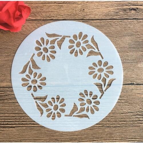 6 inches Circle mold DIY Pattern hollow template Stencils cake baking sugar powder sieve mold graffiti drawing tiles Stencils-13