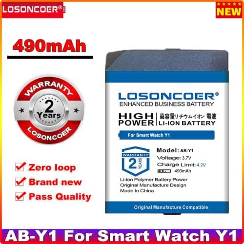 LOSONCOER 490mAh AB-Y1 Battery for Smart Watch Y1 Watch Bluetooth Watch Phone High capacity RXY-Y1 JHCY-T11 JHCY-V9 V9 696