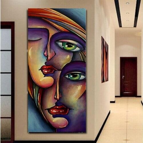 Large size full round drill Emeroidery diamond rhinestone painting cross stitch diamond mosaic woman face Colorful Abstract art
