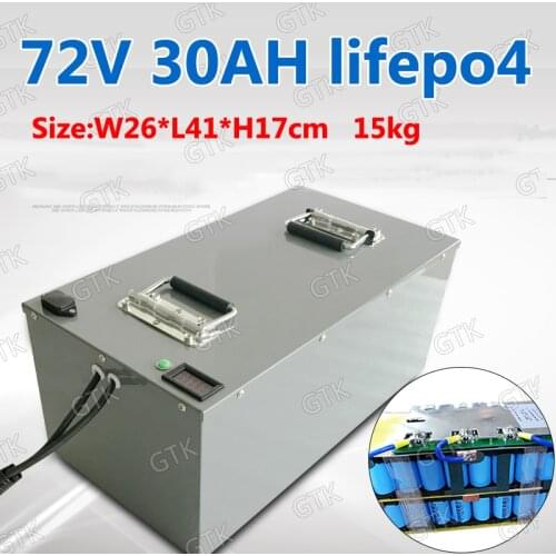 GTK 72v 30ah lifepo4 battery with 50A BMS for 1500w 3000w electric bicycle bike scooter Tricycle electric motorcycle 10A charger