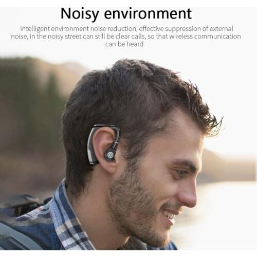 Wireless Bluetooth 5.0 Earphones Sports Business Headsets Single Ear Hook Earphone Handsfree Headphones with Microphone HD Call