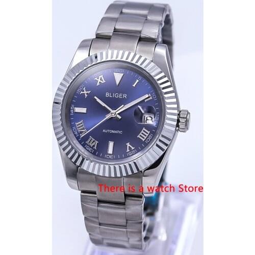 Bliger 40mm Automatic Mechanical Men Watch Luxury Calendar Luminous Waterproof Sapphire Glass Stainless Steel Case Mens Watch