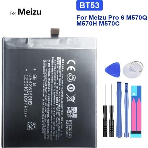 BT53 Replacement Battery For Meizu Pro 6 M570Q M570H M570C Bateria BT-53 BT 53 2560mAh +Tracking Number