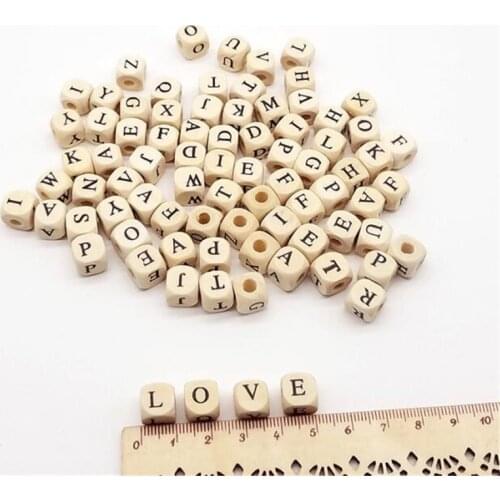 100pcs/lot 10mm Natural Wooden Alphabet Beads Letter Beads for Bracelets Spacer Baby Smooth Teether Jewelry Pacifier DIY A-Z
