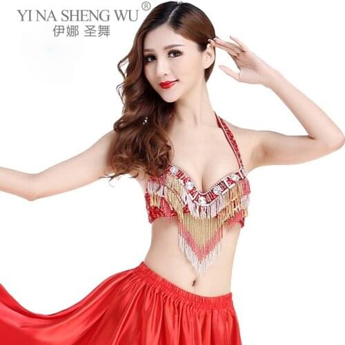 Halter Top Bra Sexy Party Costume Shiny Sequin Tassel Temptation Stage Performance Tops Belly Dance Latin Sequin for Adult Bra