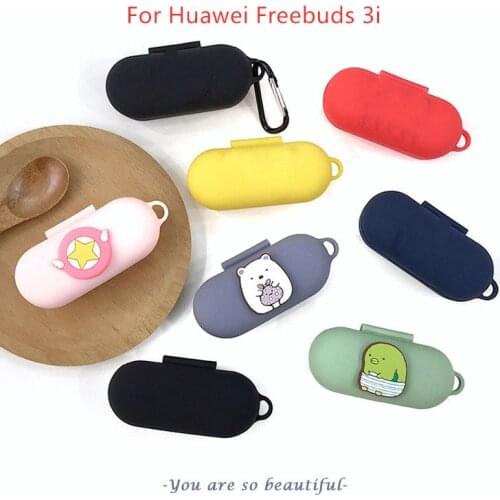For Huawei freebuds 3i case honor flypods 3 case cute cartoon freebuds 3i headphone cover with hook
