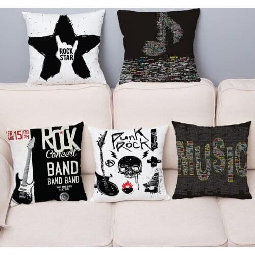 Rock Music Print Pillowcase Super Soft Short Plush Cushion Cover 45*45cm Square Throw Pillows Covers Home Decor Pillow Case