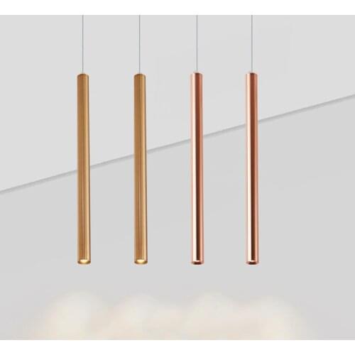 Thrisdar Cylindrical Long Tube Bar Table Pendant Lamp Nordic Dinning Room Restuarant LED Pendant Light Hanging Lamp