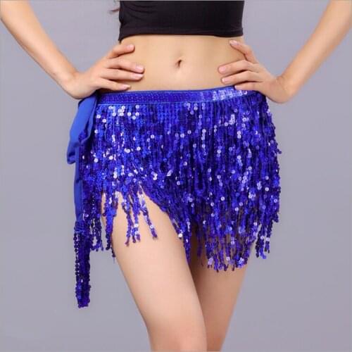 Women lady Belly Dance Costume Belt 4-layer sequins tassel hip scarf Triangle Latin Dance Wear bellydance dance waist chain