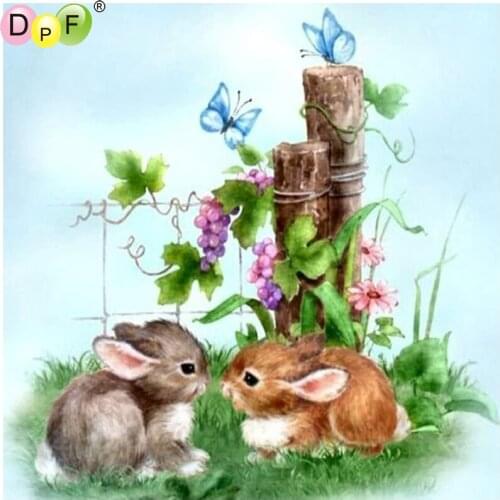 DPF Two little rabbits 5D diamond embroidery crafts wall painting diamond mosaic square diamond painting cross stitch home decor