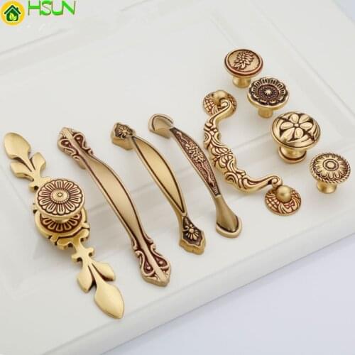 European Copper Furniture Handles Brass Cabinet Knobs and Handles Kitchen Handles Drawer Knobs Cupboard Pulls