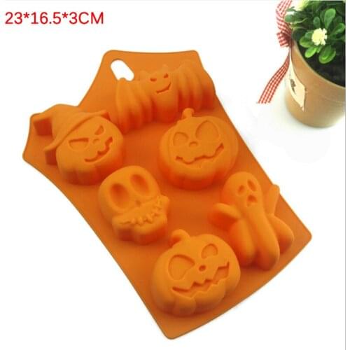Halloween Holiday Pumpkin Cake Mold 6 Cavities Pumpkin Ghost Bat Shape Chocolate Molds DIY Cake Decorating Tools