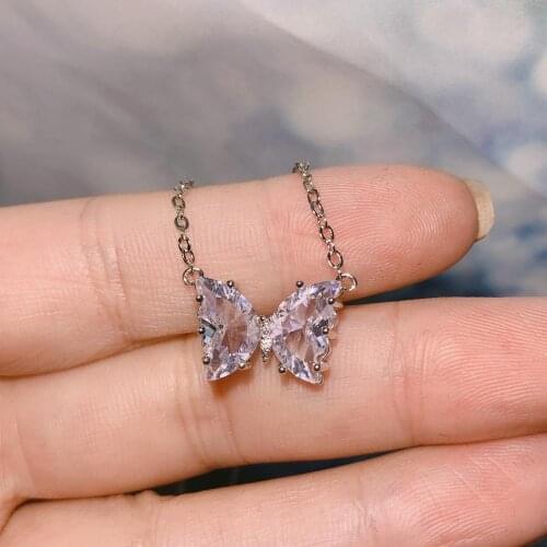 HIBRIDE White Color Butterfly Necklaces AAA Cubic Zirconia Pendant Necklaces for Women Romantic Necklace Summer Jewelry 2020 P57