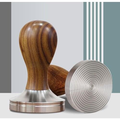High Quality Coffee Press Tool Stainless Steel Based Solid Wooden Handle Coffee Tamper Set Material STAINLESS STEEL + WOOD