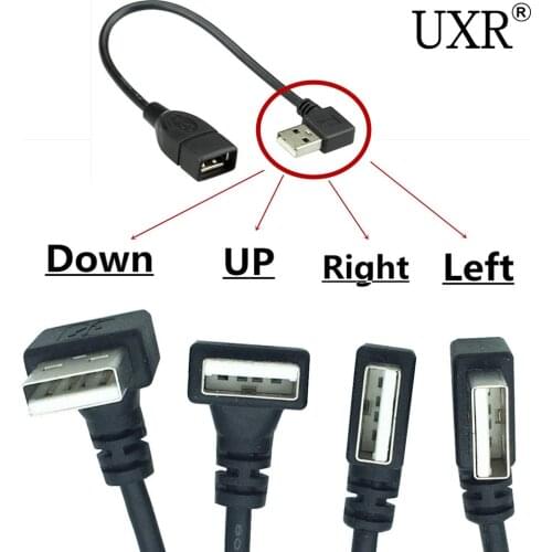 USB A female to USB A Male 90° angle Up Down Left Right adapter cable 20cm