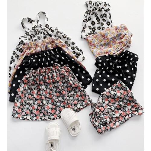 Fresh Daisy Summer Girls Flower Cotton Clothing Set for Kids Lovely Children Causal Outfits Two Piece Set Summer