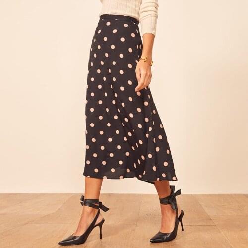 Summer Skirts Womens 2021 Fashion Women Clothing Elegant Office Lady High Waist Midi Skirt Back Zipper Vintage Polka Dot Skirt