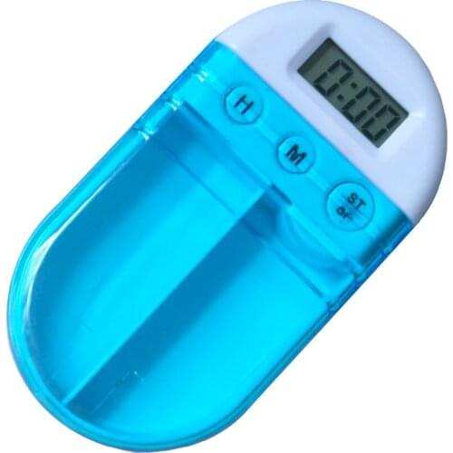 Medical Pill Eating Reminder Smart Countdown Time Two Compartments Storage Forgetful Crowd Patient Older Heart First Aid