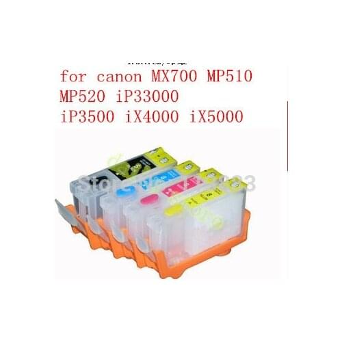 PGI-5BK CLI-8C M Y refillable ink cartridge for canon PIXMA MX700 MP510 MP520 iP3300 iP3500 iX4000 iX5000 4 color with chip