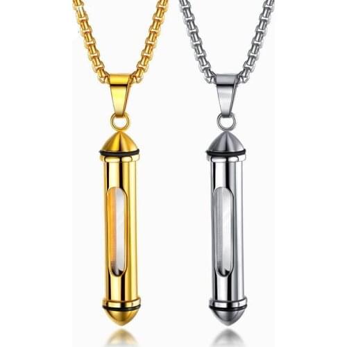 Mens Necklace Perfume Bottle Pendant Urn Casket Cremation Ashes Memorial Necklaces for Men Woman Anniversary Jewelry