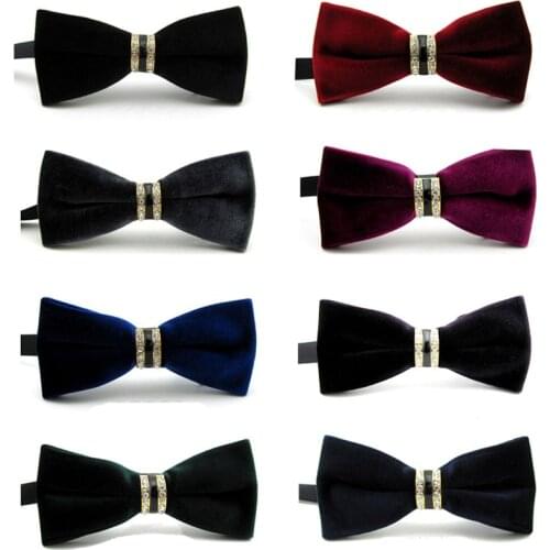 Mens Fashion Velvet Crystal Wedding Party Bowtie Bow Tie Necktie BWTYY0021