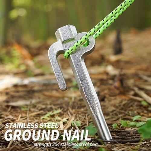 Stainless Steel 40cm Tent Peg Outdoor Camping Yard Ground Nail Dog Pet Stake Spike Windproof Outdoor Tent Accessories