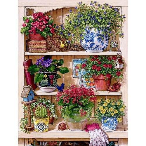 NEW Arrival diy diamond painting flower stand cross stitch full Square mosaic rhinestone embroidery home decor KBL