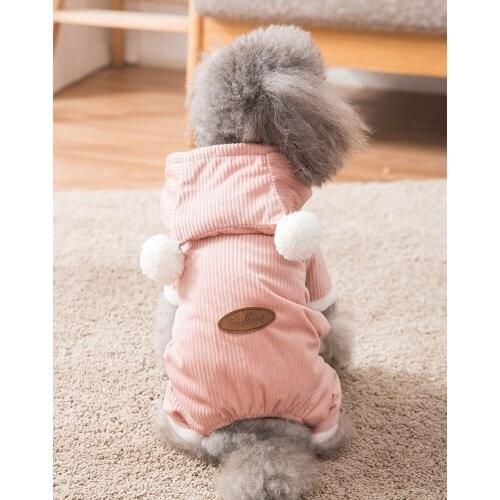 Dog double hair ball small dog autumn and winter thickened four-legged cat pet clothes Teddy Bomei cotton coat