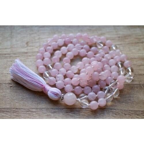 On Sale Hand Knotted RoseQuartz Mala Beads 108 Mala Necklace Tassel Necklaces Prayer Meditation Necklace Spiritual Jewelry