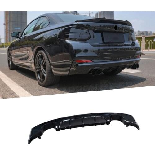 PP Car Diffuser Rear Lip Bumper Protector for BMW 2 Series F22 M Sport 2014-2017 Gloss Black