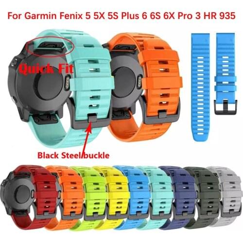 20 22 26mm Silicone Watch Band Straps For Garmin Fenix6 6S 6XPro 5X 5 5S 3HR Forerunner 935 945 Quick Release Wristband Bracelet