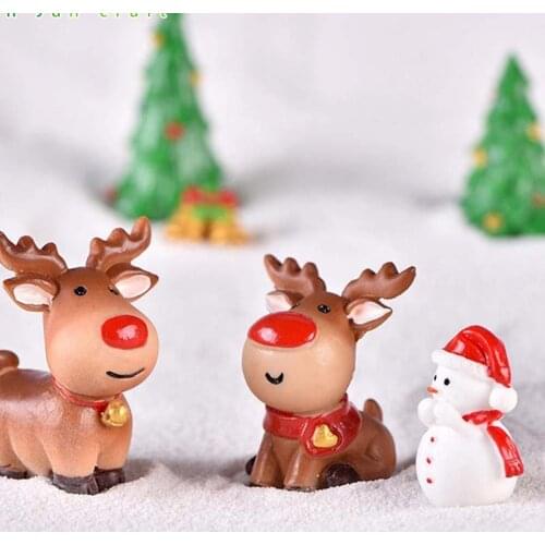 Christmas Decoration Santa Christmas Tree Figurines Fairy Garden Decor Snow Landscape Model Ornaments Resin Figurines Miniatures