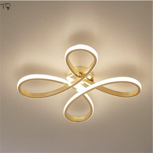 Northern European Gold Lustre Art Line Modern Acrylic Led Ceiling with Remote Control Living Room Study Bedroom Store Lanterns