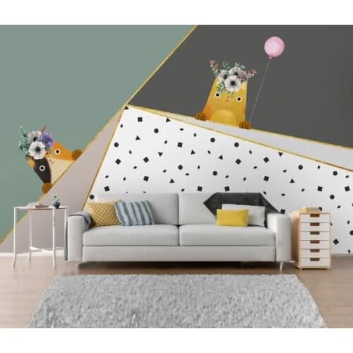 Nordic Carton Wallpaper Geometric Wall Murals for Kids Bedroom Wall Decor Contact Paper 3D Art Wall Painting Canvas Mural