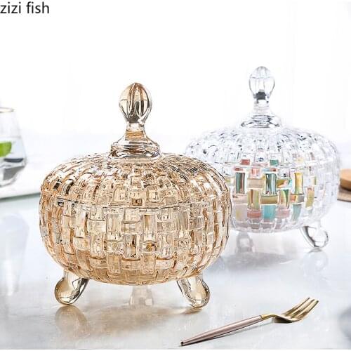 Relief Sculpture Glass Storage Jars Crystal Candy Pot Tea Canister Storage Jar with Lid Spice Organizer Rack Cosmetic Containers