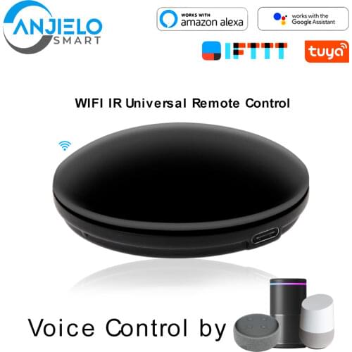 Anjielosmart Tuya WIFI IR Universal Remote Control, Voice Contol by Alexa, Google Home, IFTTT, for TV Air Conditioner STB Audio