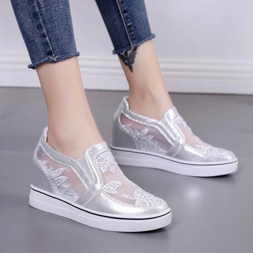 Women Lace Shoes Casual Fashion Summer Women Flat Platform Shoes Breathable Slip On Platform Walking Shoes For Womenshj76