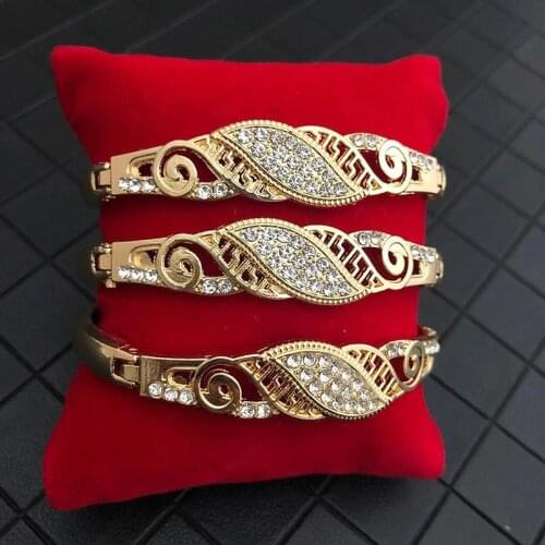 3PCS Zinc Alloy Jewelry Lady Side Open Bangle Bracelet Austrian Crystal Classic Morocco Designer Jewelry Cuff Bracelet free ship